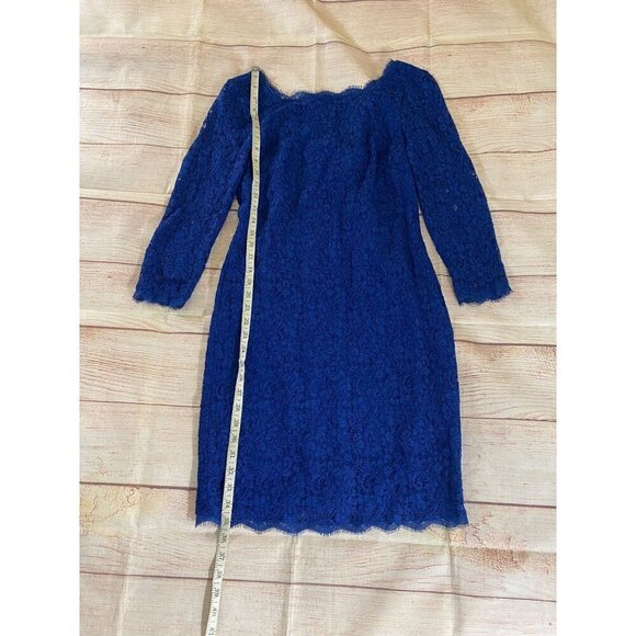 Cache Women's Blue Half Sleeve Lace Cocktail Dress - 10 - Picture 5 of 13